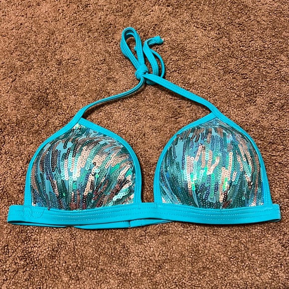 VENUS Aqua Reef Blue Sequin Push Up Enhancer Bikini top - Picture 2 of 4